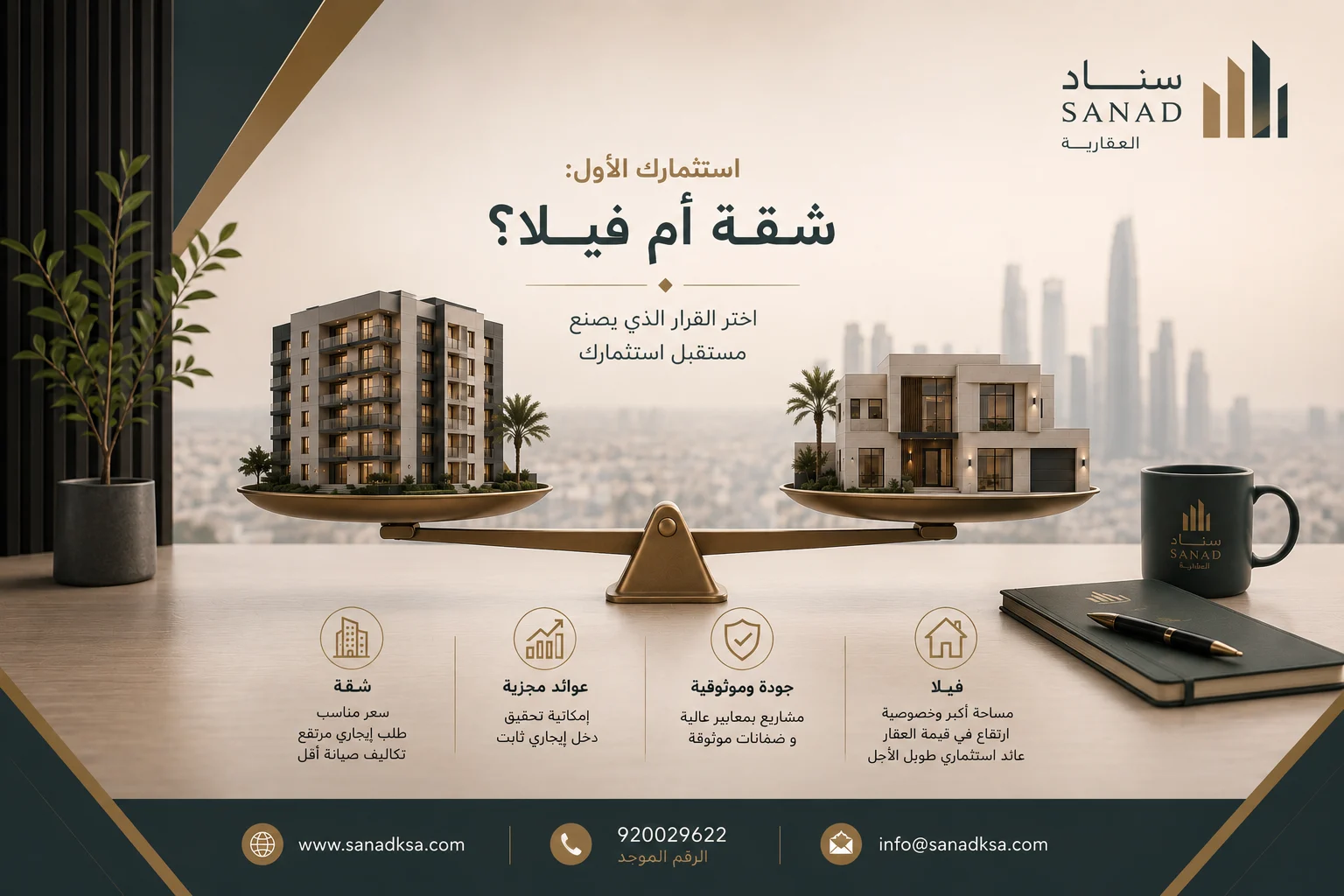 استثمارك الأول: هل تشتري شقة أم فيلا في السعودية؟